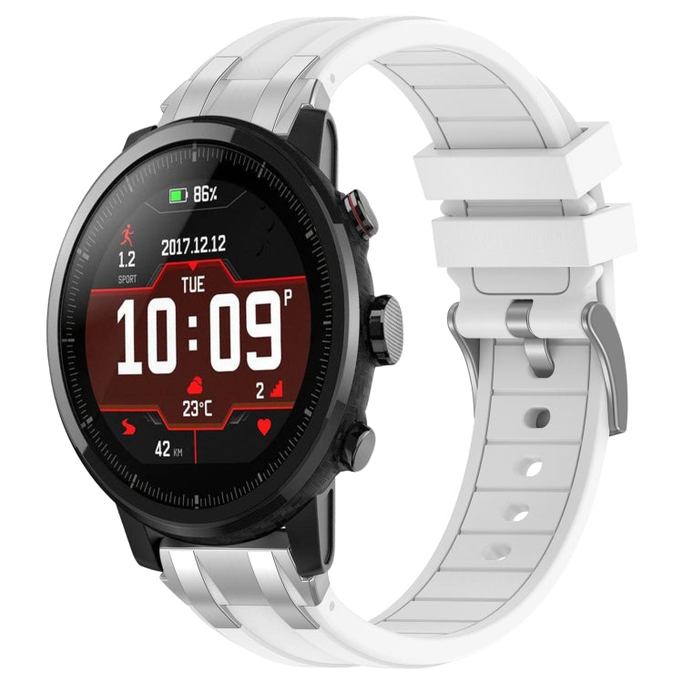 For Amazfit Sport Watch 3 22mm Quick Release Silver Buckle Royal Silicone Watch Band(White) - free shipping - PMC TechLife - Order now!