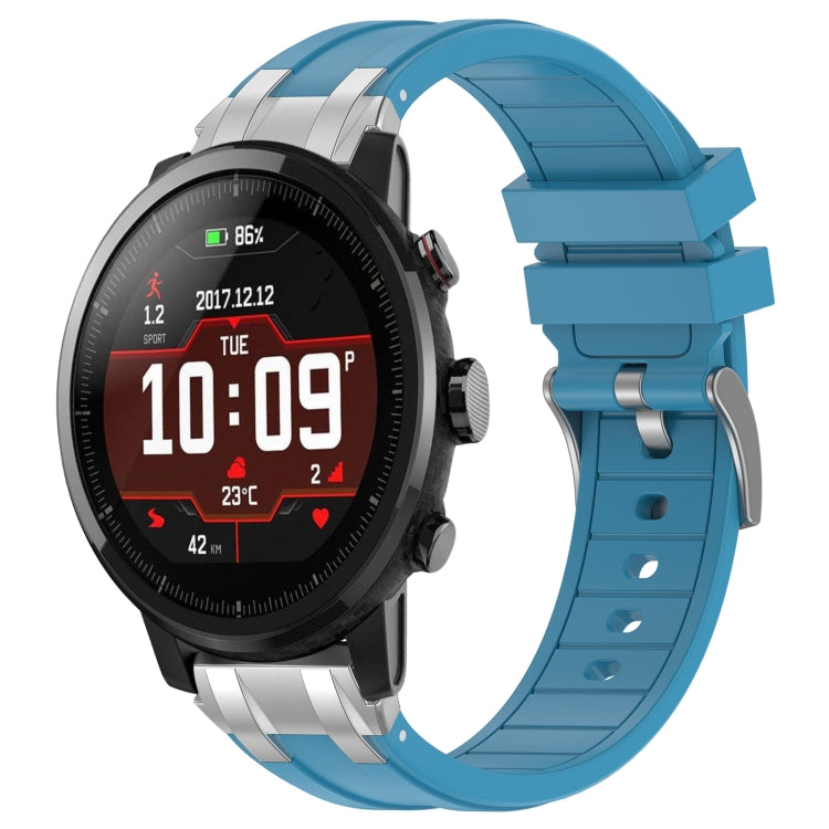 For Amazfit Sport Watch 3 22mm Quick Release Silver Buckle Royal Silicone Watch Band(Sea Blue) - free shipping - PMC TechLife - Order now!