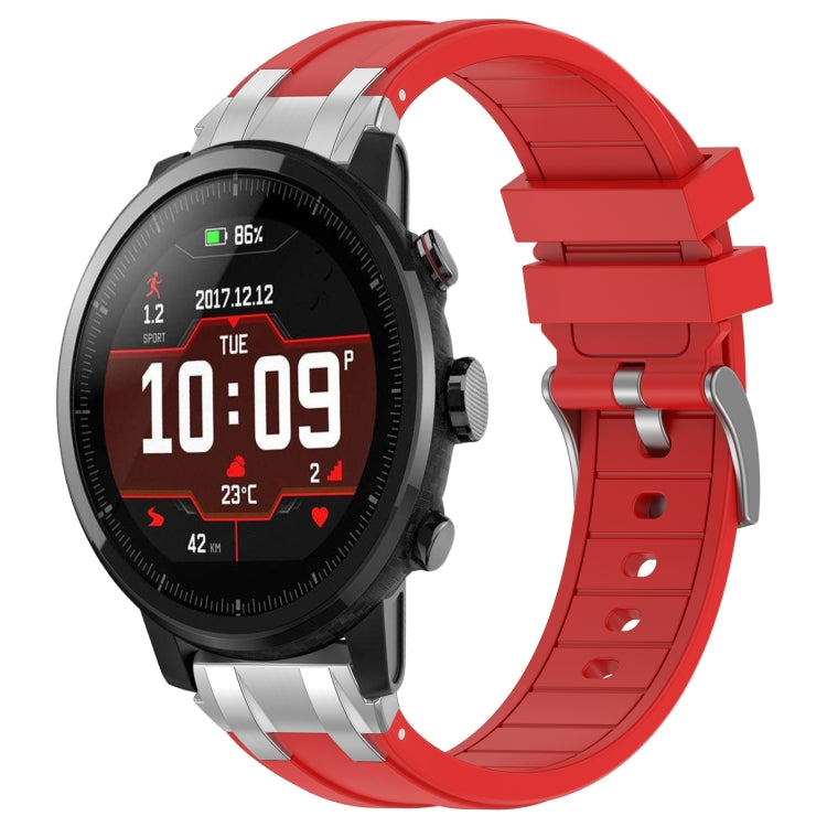 For Amazfit Sport Watch 3 22mm Quick Release Silver Buckle Royal Silicone Watch Band(Red) - free shipping - PMC TechLife - Order now!