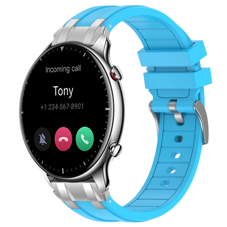 For Amazfit Watch GTR 2 22mm Quick Release Silver Buckle Royal Silicone Watch Band(Sky Blue) - free shipping - PMC TechLife - Order now!