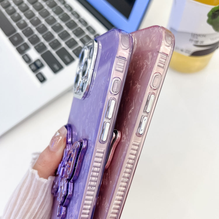 For iPhone 16 Pro Max Plating Glitter Texture Butterfly Holder TPU Phone Case with Lens Film(White Water Ripples) - iPhone 16 Pro Max Cases by PMC TechLife | Online Shopping South Africa | PMC TechLife | Buy Now Pay Later Mobicred