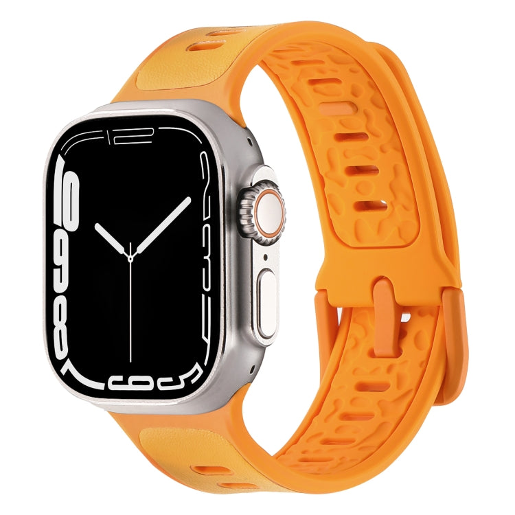 For Apple Watch Ultra 2 49mm Leather Skin Silicone Watch Band(Orange) - Watch Bands by PMC TechLife | Online Shopping South Africa | PMC TechLife | Buy Now Pay Later Mobicred