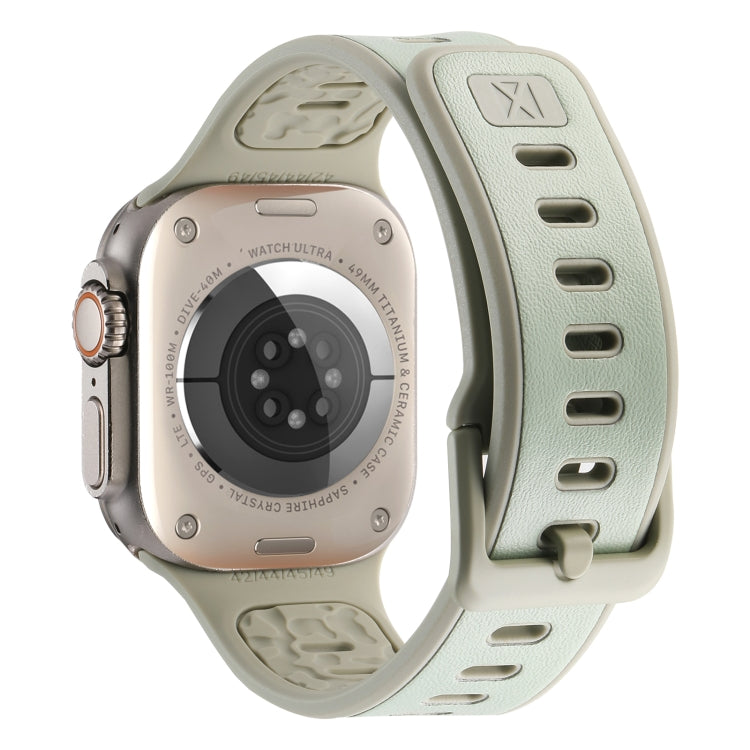For Apple Watch Ultra 49mm Leather Skin Silicone Watch Band(Green) - Watch Bands by PMC TechLife | Online Shopping South Africa | PMC TechLife | Buy Now Pay Later Mobicred