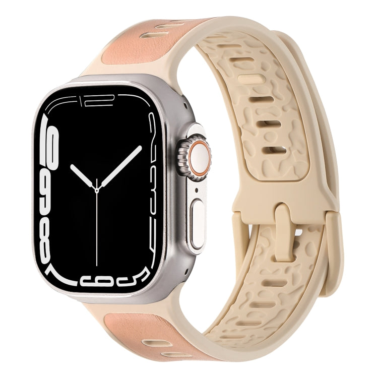 For Apple Watch Ultra 49mm Leather Skin Silicone Watch Band(Pink) - Watch Bands by PMC TechLife | Online Shopping South Africa | PMC TechLife | Buy Now Pay Later Mobicred