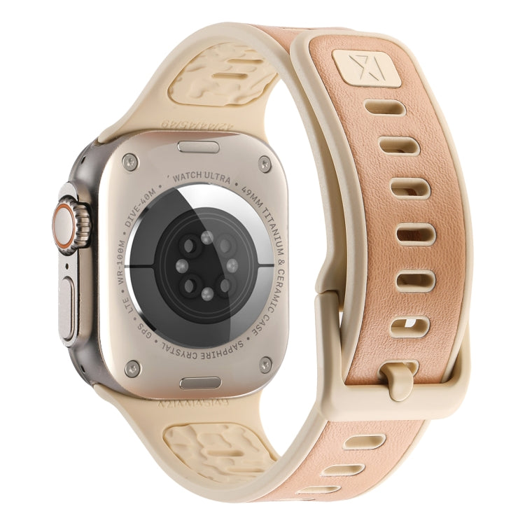 For Apple Watch Ultra 49mm Leather Skin Silicone Watch Band(Pink) - Watch Bands by PMC TechLife | Online Shopping South Africa | PMC TechLife | Buy Now Pay Later Mobicred