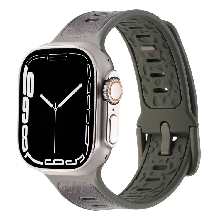 For Apple Watch Ultra 49mm Leather Skin Silicone Watch Band(Black) - Watch Bands by PMC TechLife | Online Shopping South Africa | PMC TechLife | Buy Now Pay Later Mobicred