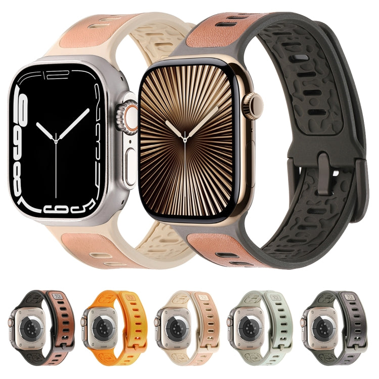 For Apple Watch Ultra 2 49mm Leather Skin Silicone Watch Band(Green) - Watch Bands by PMC TechLife | Online Shopping South Africa | PMC TechLife | Buy Now Pay Later Mobicred