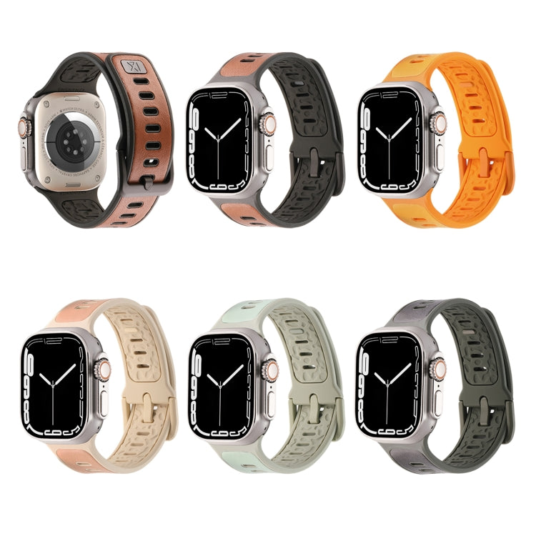 For Apple Watch Ultra 2 49mm Leather Skin Silicone Watch Band(Green) - Watch Bands by PMC TechLife | Online Shopping South Africa | PMC TechLife | Buy Now Pay Later Mobicred
