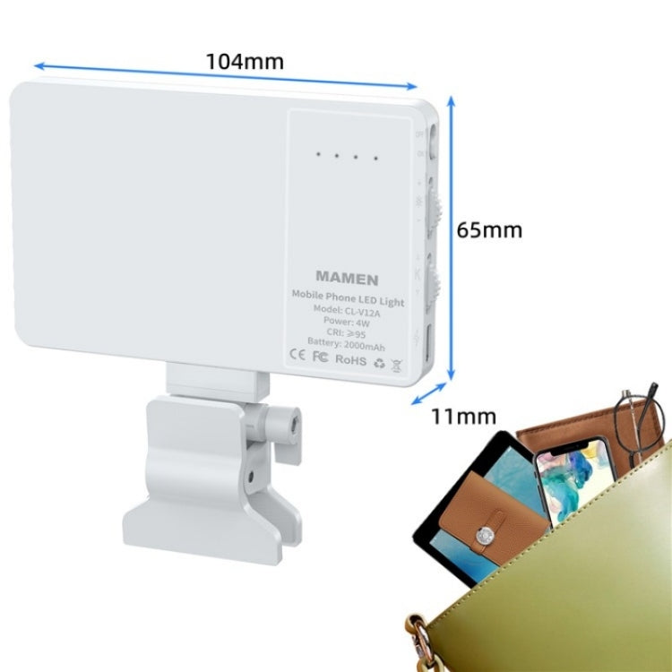 V12A Phone Laptop Video Conference Fill Lamp Portable Selfie Live Streaming LED Fill Light(White) - Selfie Light by PMC TechLife | Online Shopping South Africa | PMC TechLife | Buy Now Pay Later Mobicred