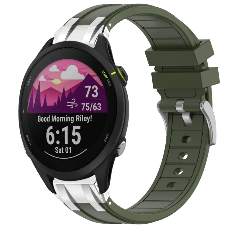 For Garmin Forerunner 255 Music 22mm Quick Release Silver Buckle Royal Silicone Watch Band(Olive Green) - free shipping - PMC TechLife - Order now!