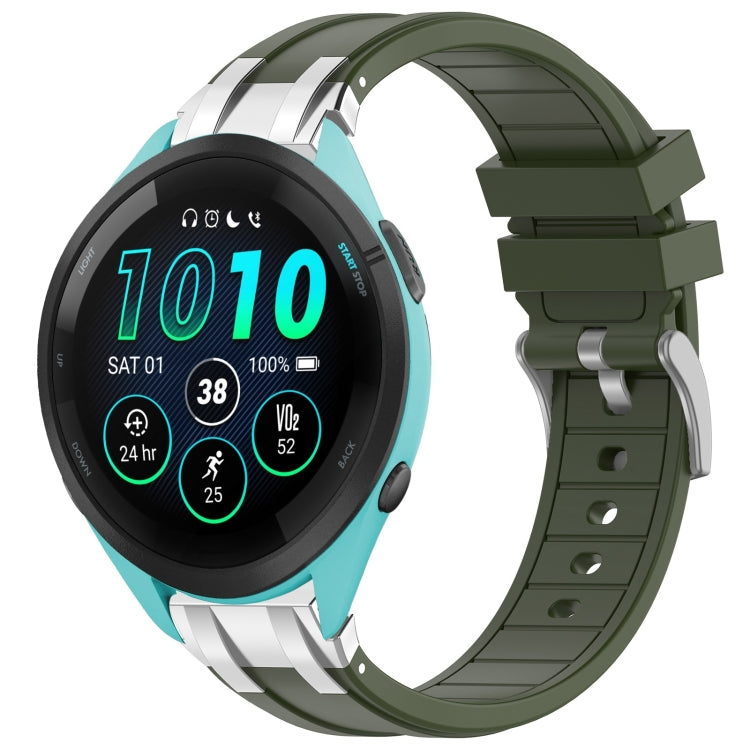 For Garmin Forerunner 265 Music 22mm Quick Release Silver Buckle Royal Silicone Watch Band(Olive Green) - free shipping - PMC TechLife - Order now!