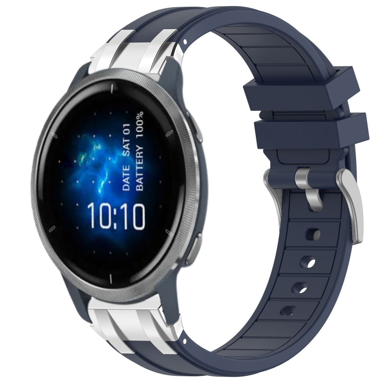 For Garmin Venu 2 22mm Quick Release Silver Buckle Royal Silicone Watch Band(Navy Blue) - free shipping - PMC TechLife - Order now!