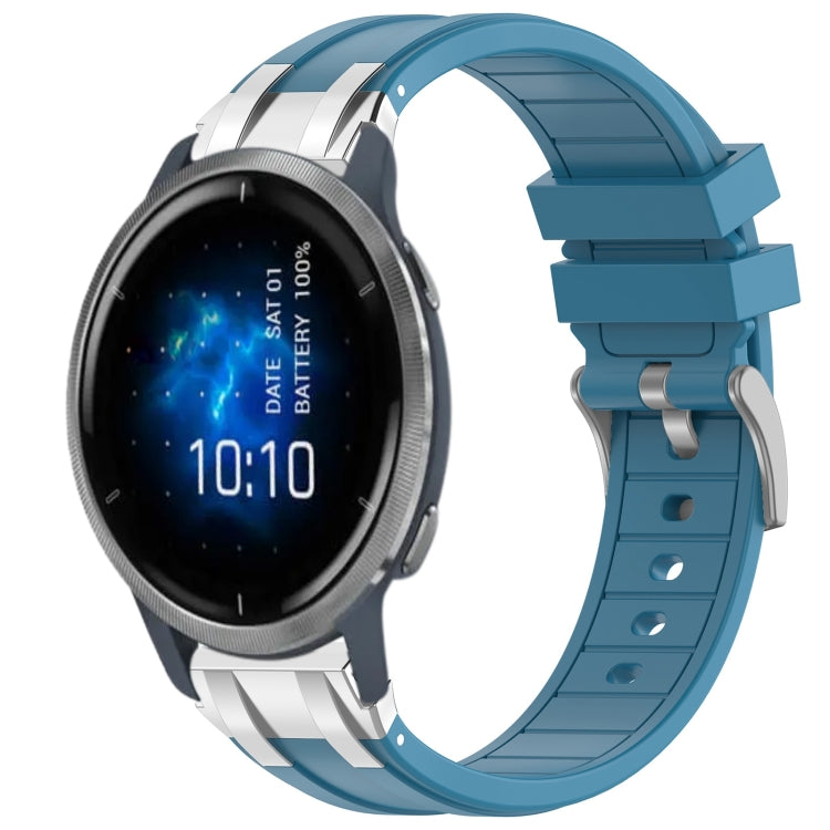 For Garmin Venu 2 22mm Quick Release Silver Buckle Royal Silicone Watch Band(Sea Blue) - free shipping - PMC TechLife - Order now!