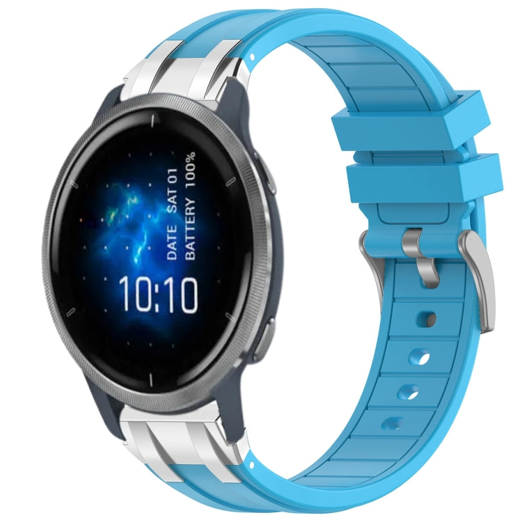 For Garmin Venu 2 22mm Quick Release Silver Buckle Royal Silicone Watch Band(Sky Blue) - free shipping - PMC TechLife - Order now!