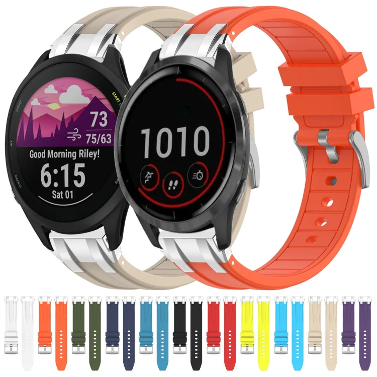 For Garmin Forerunner 255 Music 22mm Quick Release Silver Buckle Royal Silicone Watch Band(White) - free shipping - PMC TechLife - Order now!