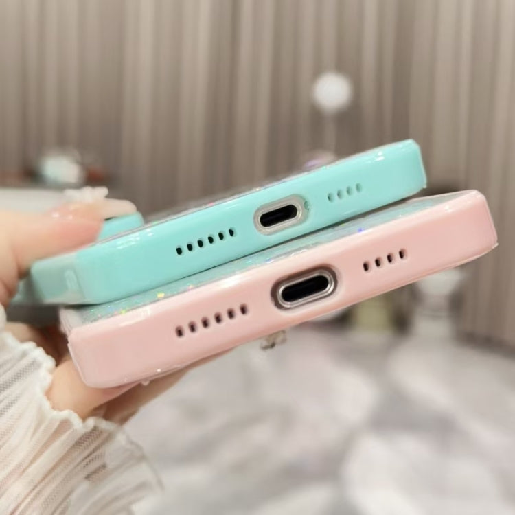 For iPhone 16 Color Butterfly Glitter Epoxy TPU Phone Case(Pink) - iPhone 16 Cases by PMC TechLife | Online Shopping South Africa | PMC TechLife | Buy Now Pay Later Mobicred