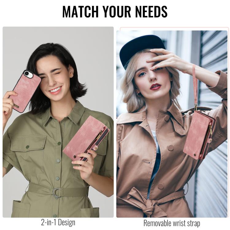 For iPhone 16e CaseMe 008 Detachable Multifunctional Leather Phone Case(Pink) - iPhone 16e Cases by CaseMe | Online Shopping South Africa | PMC TechLife | Buy Now Pay Later Mobicred