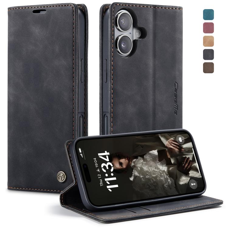 For iPhone 16 Plus CaseMe 013 Multifunctional Horizontal Flip Leather Phone Case(Black) - free shipping - PMC Jewellery - Order now!