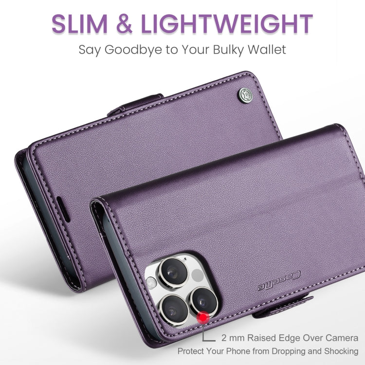 For iPhone 16 Pro Max CaseMe 023 Butterfly Buckle Litchi Texture RFID Anti-theft Leather Phone Case(Purple) - iPhone 16 Pro Max Cases by CaseMe | Online Shopping South Africa | PMC TechLife | Buy Now Pay Later Mobicred
