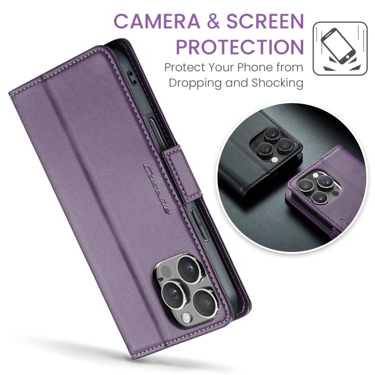 For iPhone 16 Pro Max CaseMe 023 Butterfly Buckle Litchi Texture RFID Anti-theft Leather Phone Case(Purple) - iPhone 16 Pro Max Cases by CaseMe | Online Shopping South Africa | PMC TechLife | Buy Now Pay Later Mobicred