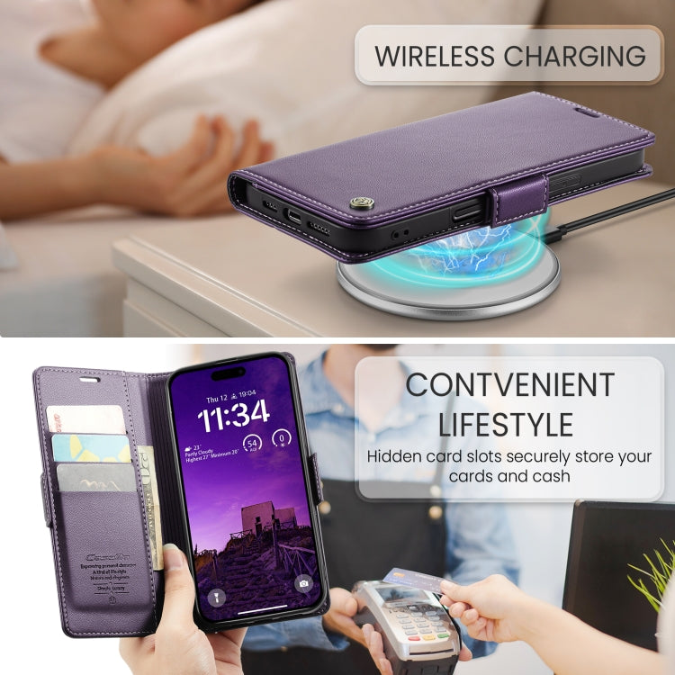 For iPhone 16 Pro Max CaseMe 023 Butterfly Buckle Litchi Texture RFID Anti-theft Leather Phone Case(Purple) - iPhone 16 Pro Max Cases by CaseMe | Online Shopping South Africa | PMC TechLife | Buy Now Pay Later Mobicred