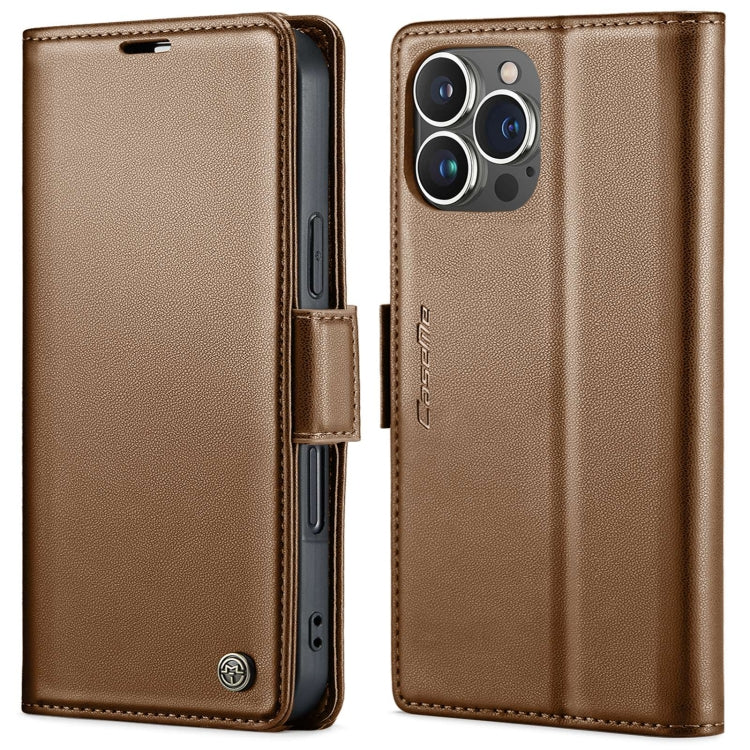 For iPhone 16 Pro Max CaseMe 023 Butterfly Buckle Litchi Texture RFID Anti-theft Leather Phone Case(Brown) - iPhone 16 Pro Max Cases by CaseMe | Online Shopping South Africa | PMC Jewellery | Buy Now Pay Later Mobicred