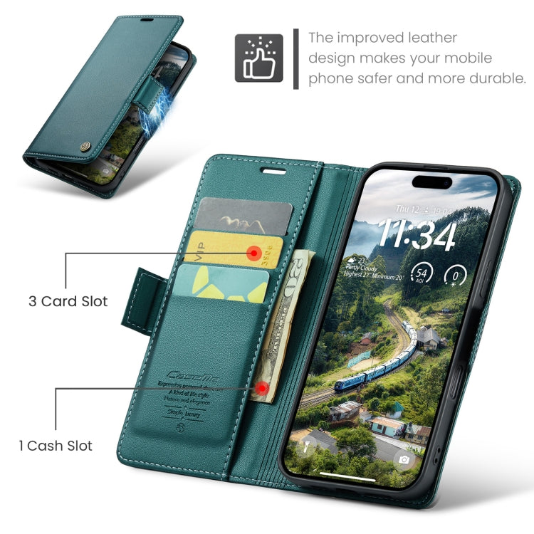 For iPhone 16 Pro CaseMe 023 Butterfly Buckle Litchi Texture RFID Anti-theft Leather Phone Case(Green) - free shipping - PMC TechLife - Order now!