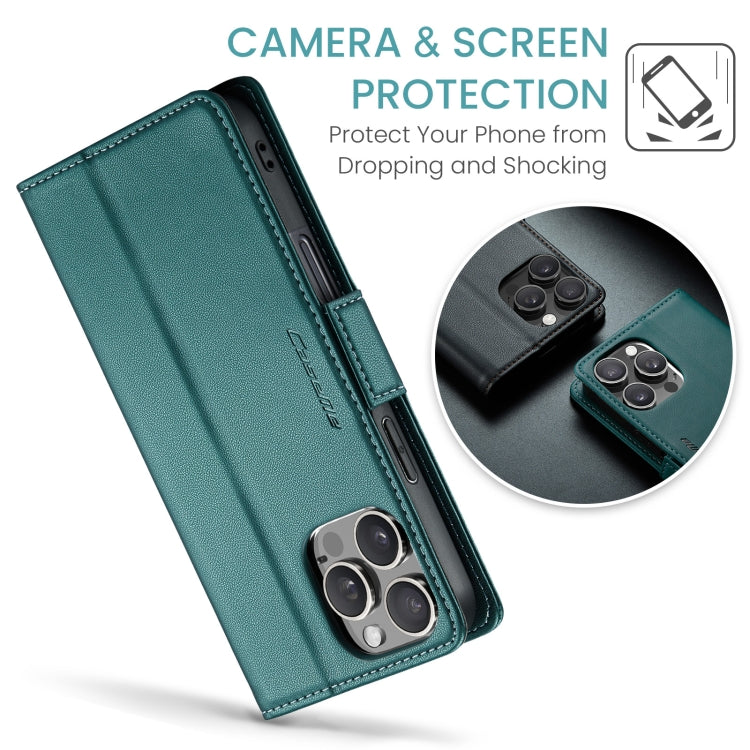 For iPhone 16 Pro CaseMe 023 Butterfly Buckle Litchi Texture RFID Anti-theft Leather Phone Case(Green) - free shipping - PMC TechLife - Order now!