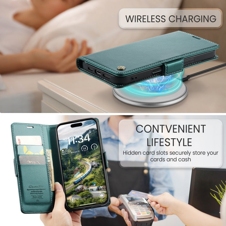 For iPhone 16 Pro CaseMe 023 Butterfly Buckle Litchi Texture RFID Anti-theft Leather Phone Case(Green) - free shipping - PMC TechLife - Order now!