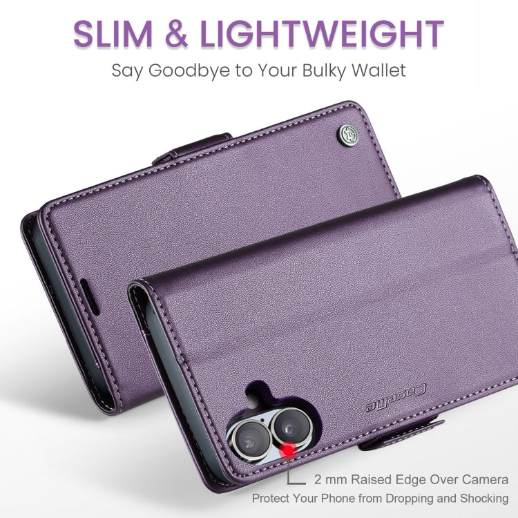 For iPhone 16 CaseMe 023 Butterfly Buckle Litchi Texture RFID Anti-theft Leather Phone Case(Purple) - free shipping - PMC Jewellery - Order now!