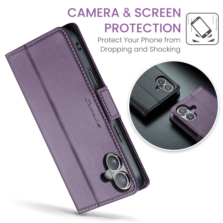 For iPhone 16 CaseMe 023 Butterfly Buckle Litchi Texture RFID Anti-theft Leather Phone Case(Purple) - free shipping - PMC Jewellery - Order now!