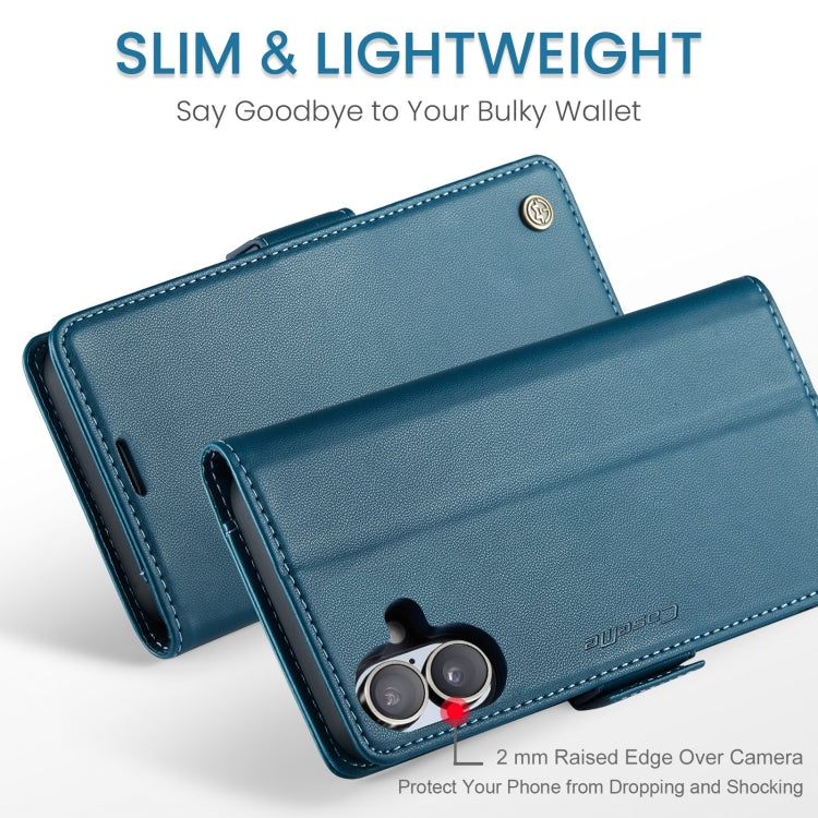 For iPhone 16 CaseMe 023 Butterfly Buckle Litchi Texture RFID Anti-theft Leather Phone Case(Blue) - free shipping - PMC Jewellery - Order now!