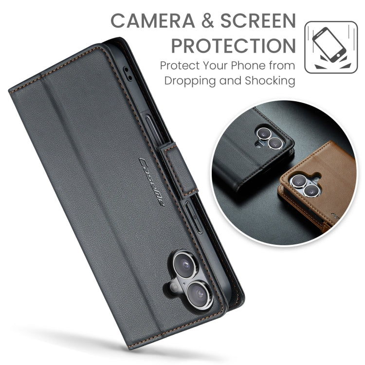 For iPhone 16 CaseMe 023 Butterfly Buckle Litchi Texture RFID Anti-theft Leather Phone Case(Black) - free shipping - PMC Jewellery - Order now!