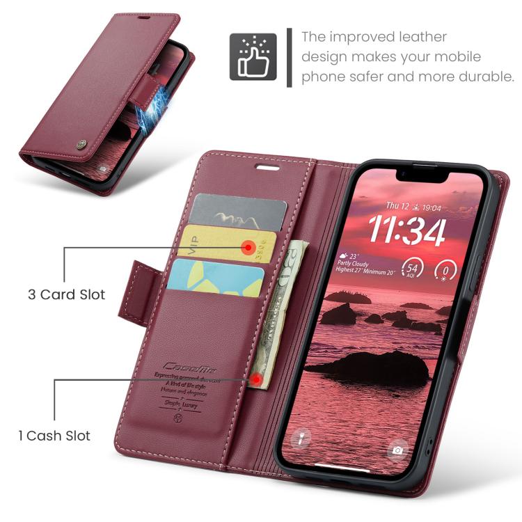 For iPhone 16e CaseMe 023 Butterfly Buckle Litchi Texture RFID Anti-theft Leather Phone Case(Red) - free shipping - PMC TechLife - Order now!