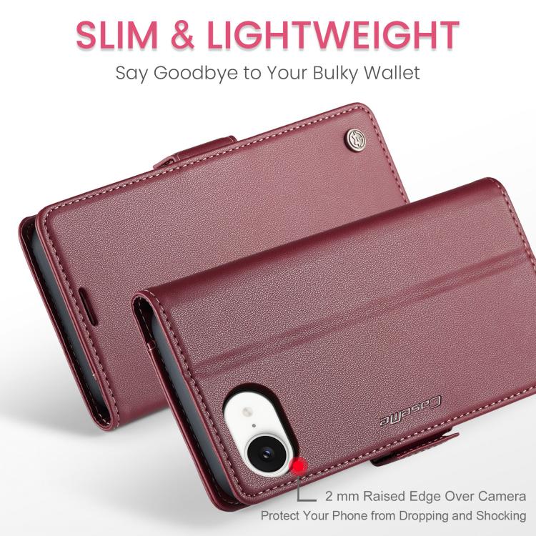 For iPhone 16e CaseMe 023 Butterfly Buckle Litchi Texture RFID Anti-theft Leather Phone Case(Red) - free shipping - PMC TechLife - Order now!