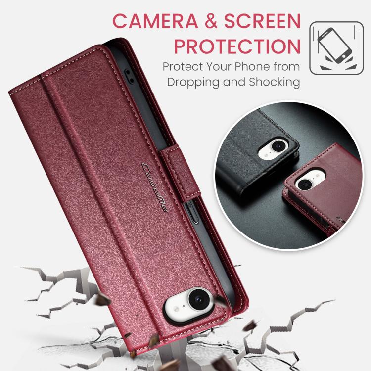 For iPhone 16e CaseMe 023 Butterfly Buckle Litchi Texture RFID Anti-theft Leather Phone Case(Red) - free shipping - PMC TechLife - Order now!