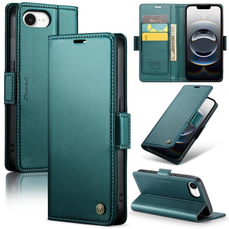 For iPhone 16e CaseMe 023 Butterfly Buckle Litchi Texture RFID Anti-theft Leather Phone Case(Green) - iPhone 16e Cases by CaseMe | Online Shopping South Africa | PMC TechLife | Buy Now Pay Later Mobicred