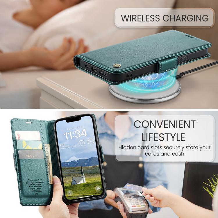 For iPhone 16e CaseMe 023 Butterfly Buckle Litchi Texture RFID Anti-theft Leather Phone Case(Green) - iPhone 16e Cases by CaseMe | Online Shopping South Africa | PMC TechLife | Buy Now Pay Later Mobicred