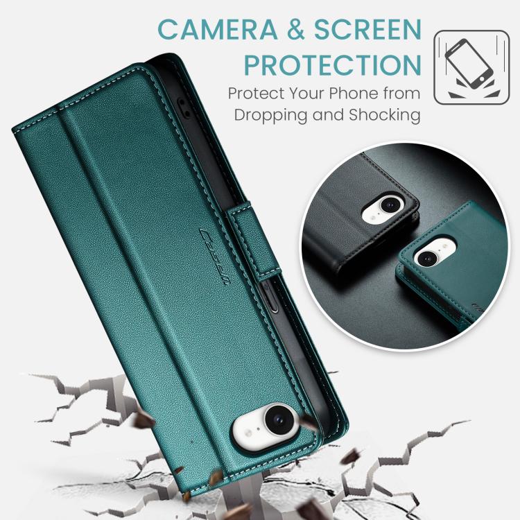 For iPhone 16e CaseMe 023 Butterfly Buckle Litchi Texture RFID Anti-theft Leather Phone Case(Green) - iPhone 16e Cases by CaseMe | Online Shopping South Africa | PMC TechLife | Buy Now Pay Later Mobicred
