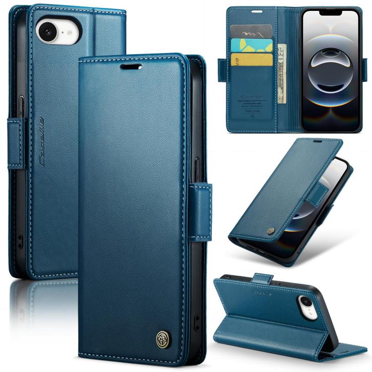 For iPhone 16e CaseMe 023 Butterfly Buckle Litchi Texture RFID Anti-theft Leather Phone Case(Blue) - iPhone 16e Cases by CaseMe | Online Shopping South Africa | PMC TechLife | Buy Now Pay Later Mobicred