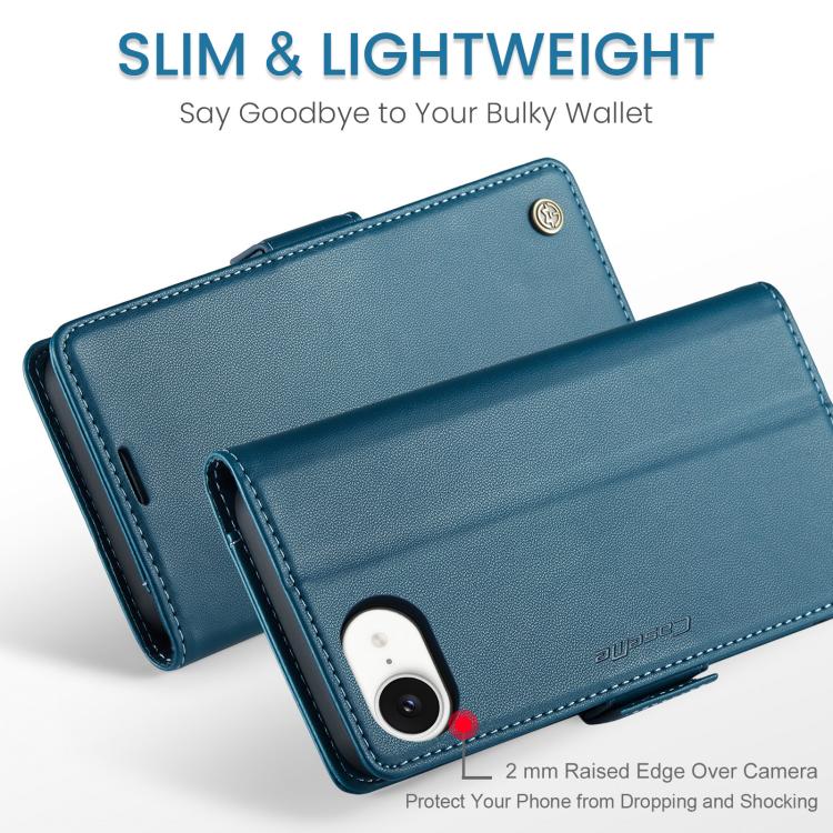 For iPhone 16e CaseMe 023 Butterfly Buckle Litchi Texture RFID Anti-theft Leather Phone Case(Blue) - iPhone 16e Cases by CaseMe | Online Shopping South Africa | PMC TechLife | Buy Now Pay Later Mobicred