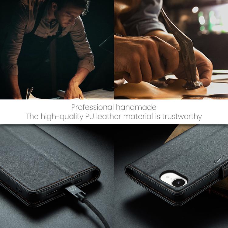 For iPhone 16e CaseMe 023 Butterfly Buckle Litchi Texture RFID Anti-theft Leather Phone Case(Black) - iPhone 16e Cases by CaseMe | Online Shopping South Africa | PMC TechLife | Buy Now Pay Later Mobicred
