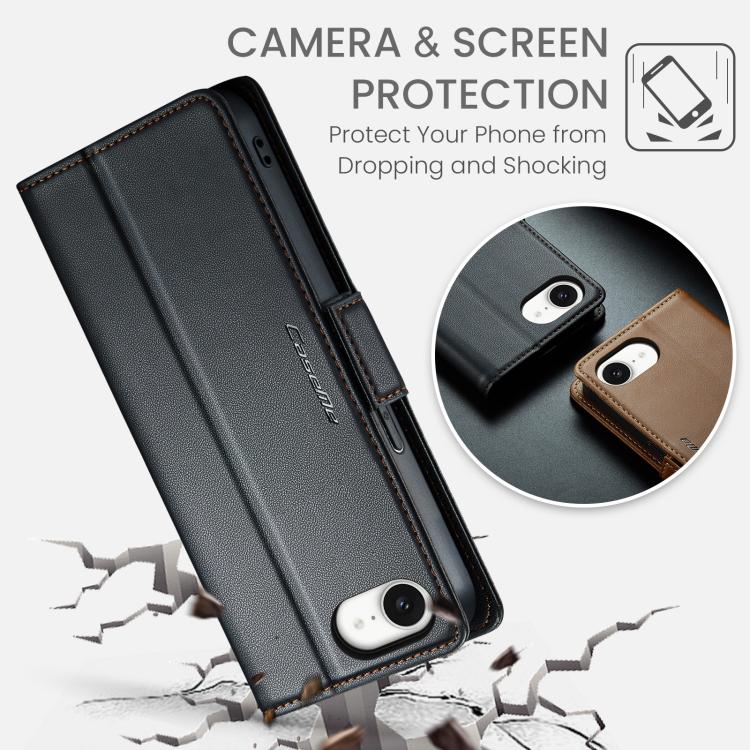 For iPhone 16e CaseMe 023 Butterfly Buckle Litchi Texture RFID Anti-theft Leather Phone Case(Black) - iPhone 16e Cases by CaseMe | Online Shopping South Africa | PMC TechLife | Buy Now Pay Later Mobicred