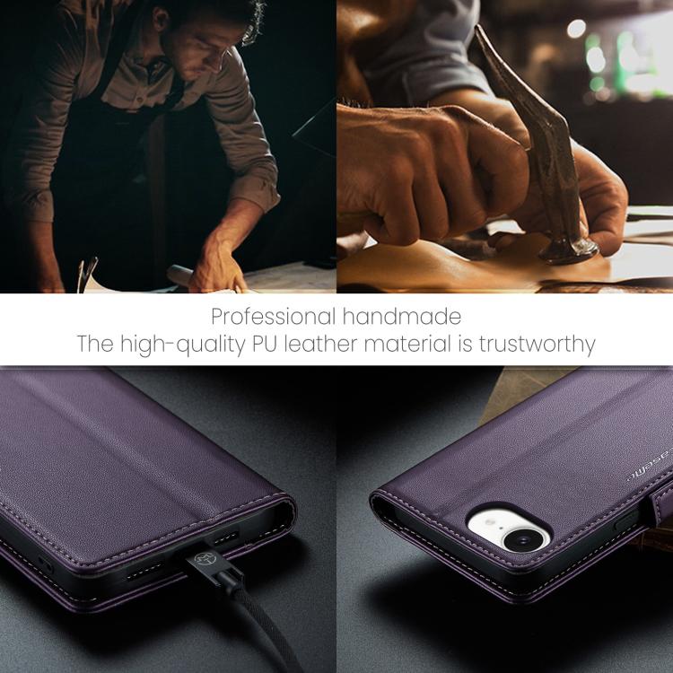 For iPhone 16e CaseMe 023 Butterfly Buckle Litchi Texture RFID Anti-theft Leather Phone Case(Purple) - iPhone 16e Cases by CaseMe | Online Shopping South Africa | PMC TechLife | Buy Now Pay Later Mobicred