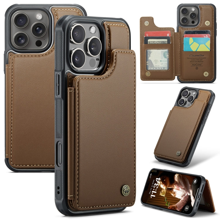For iPhone 16 Pro Max CaseMe C22 Card Slots Holder RFID Anti-theft Phone Case(Brown) - iPhone 16 Pro Max Cases by CaseMe | Online Shopping South Africa | PMC TechLife | Buy Now Pay Later Mobicred