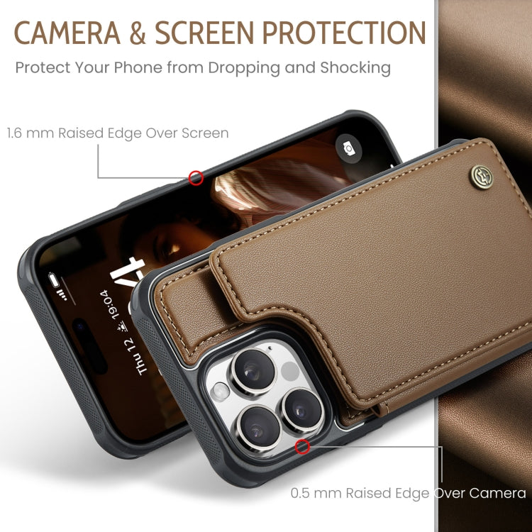 For iPhone 16 Pro Max CaseMe C22 Card Slots Holder RFID Anti-theft Phone Case(Brown) - iPhone 16 Pro Max Cases by CaseMe | Online Shopping South Africa | PMC TechLife | Buy Now Pay Later Mobicred