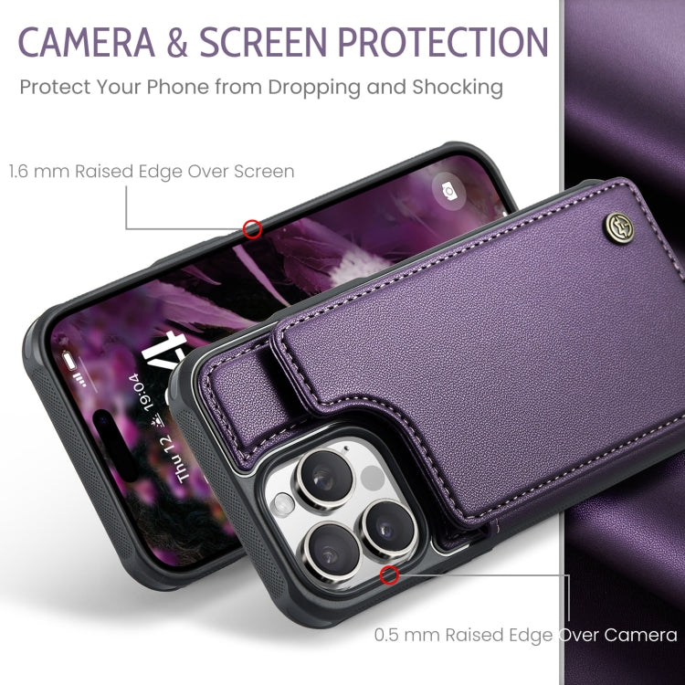 For iPhone 16 Pro Max CaseMe C22 Card Slots Holder RFID Anti-theft Phone Case(Purple) - free shipping - PMC Jewellery - Order now!