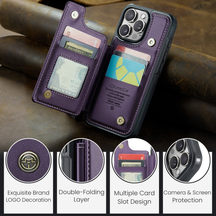 For iPhone 16 Pro Max CaseMe C22 Card Slots Holder RFID Anti-theft Phone Case(Purple) - free shipping - PMC Jewellery - Order now!
