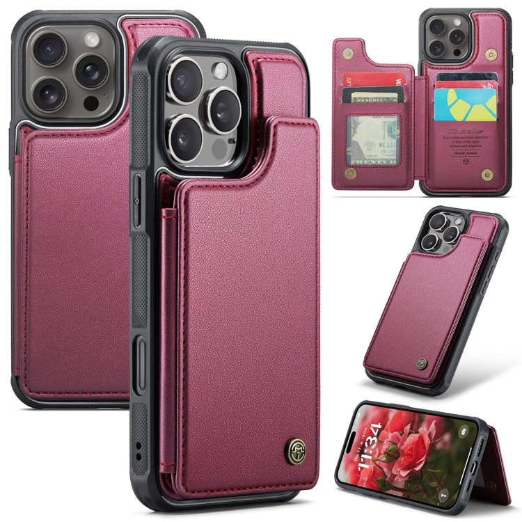 For iPhone 16 Pro Max CaseMe C22 Card Slots Holder RFID Anti-theft Phone Case(Red) - free shipping - PMC Jewellery - Order now!