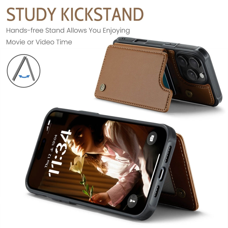 For iPhone 16 Pro CaseMe C22 Card Slots Holder RFID Anti-theft Phone Case(Brown) - free shipping - PMC TechLife - Order now!
